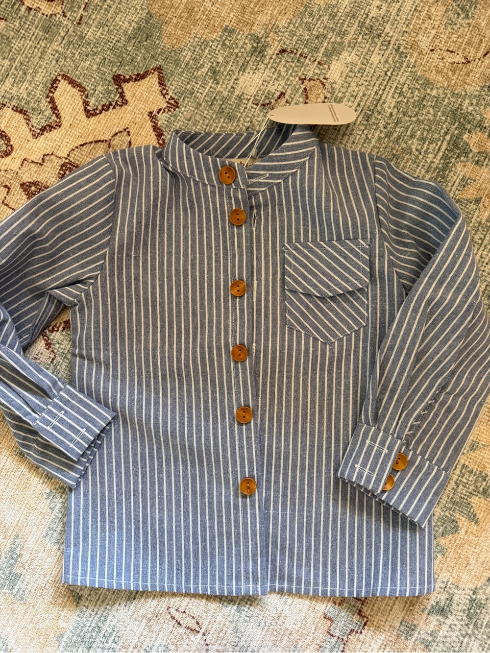 Blue Stripe Button-Down Kids Shirt